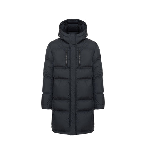 Piumino Uomo lungo, con chiusura frontale nascosta e taschine sul petto